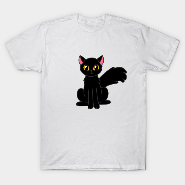 Fluffy Black Cat T-Shirt-TOZ